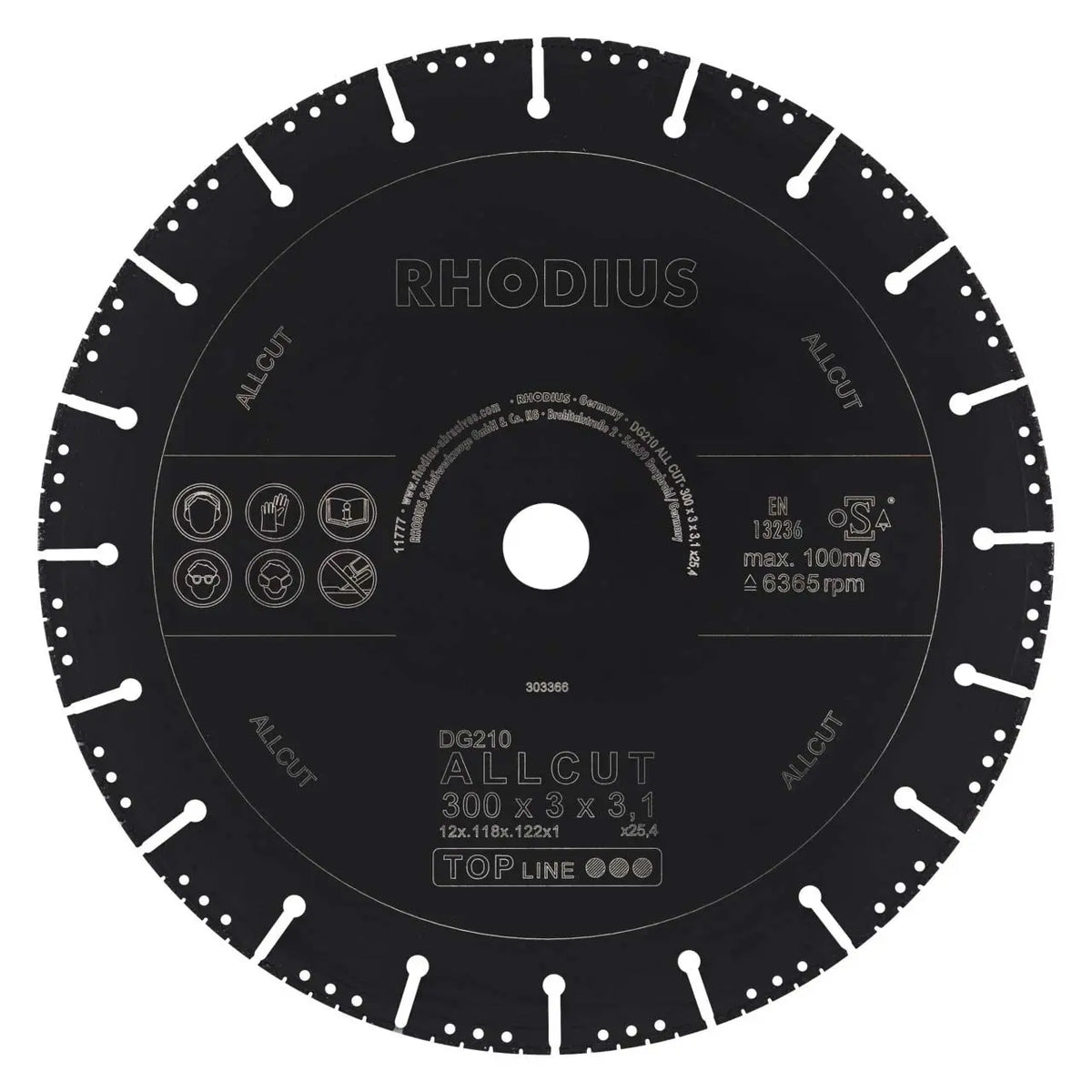 Rhodius DG210 ALLCUT Diamond Cutting Disc 300mm x 3mm x 3.1mm
