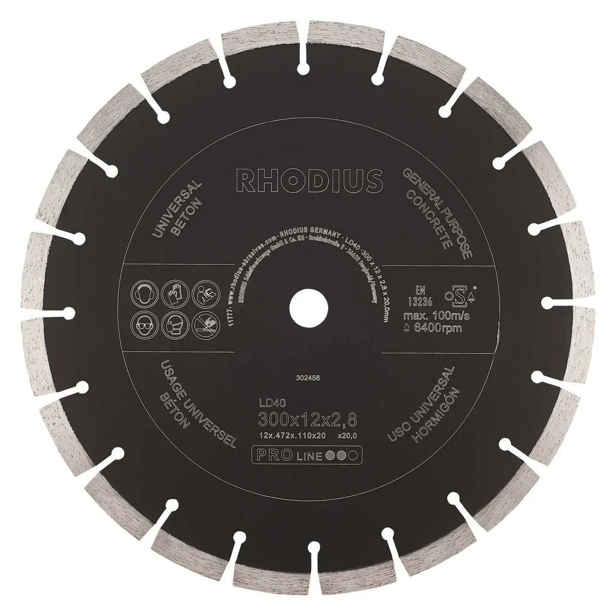 Rhodius LD40 Diamond Cutting Disc 300mm x 12mm x 2.8mm