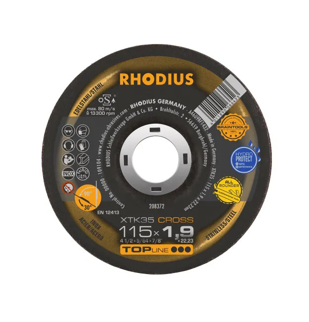 Rhodius Cutting Disc XTK35 Cross - 115 X 1.9 X 22.2mm