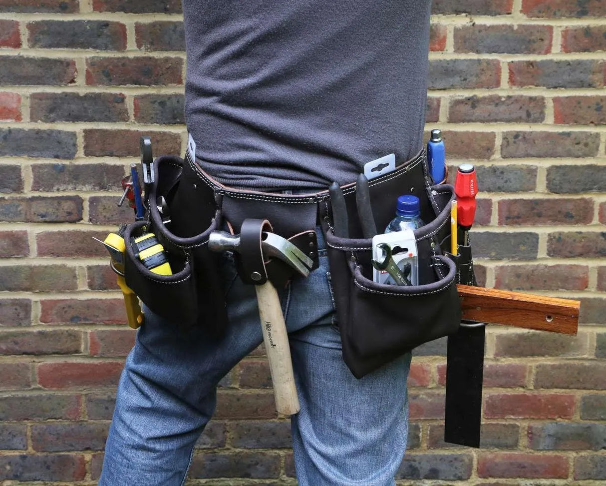 Hilka Heavy Duty Oil Tanned Double Leather Tool Belt Professional Joiners Pouch