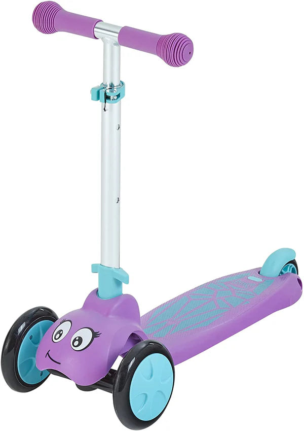Scootiebug Purple Jewel Scooter - 3-Wheel Toddler Scooter with Foldable Handlebar