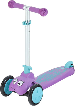 Scootiebug Purple Jewel Scooter - 3-Wheel Toddler Scooter with Foldable Handlebar