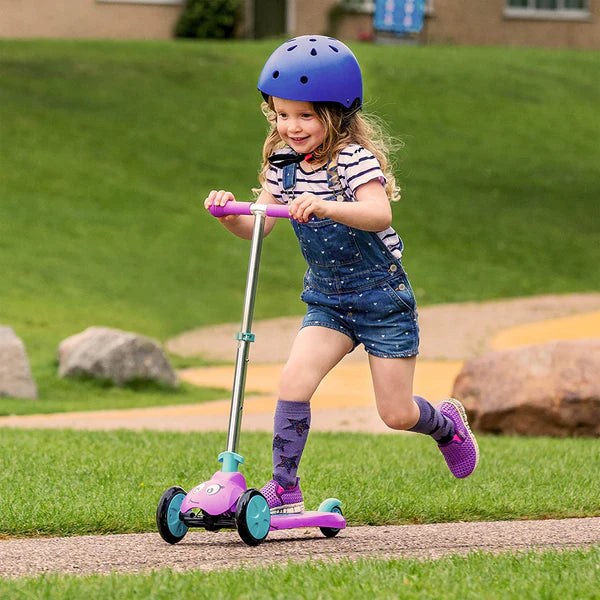 Scootiebug Purple Jewel Scooter - 3-Wheel Toddler Scooter with Foldable Handlebar