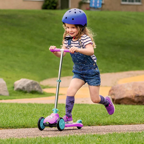 Scootiebug Purple Jewel Scooter - 3-Wheel Toddler Scooter with Foldable Handlebar