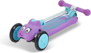 Scootiebug Purple Jewel Scooter - 3-Wheel Toddler Scooter with Foldable Handlebar