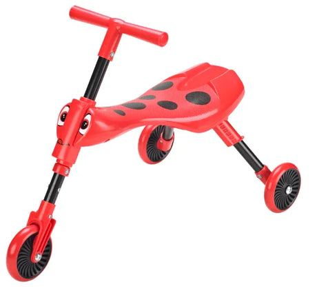 Red and Black Beetle Scuttle Bug - 3-Wheeled Foldable Ride-On for Toddlers
