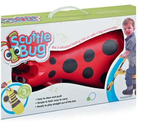 Red and Black Beetle Scuttle Bug - 3-Wheeled Foldable Ride-On for Toddlers