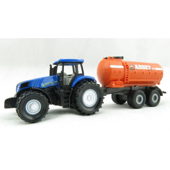SIKU Mini New Holland Tractor & Abbey Trailer - 1:72 Scale Diecast Model