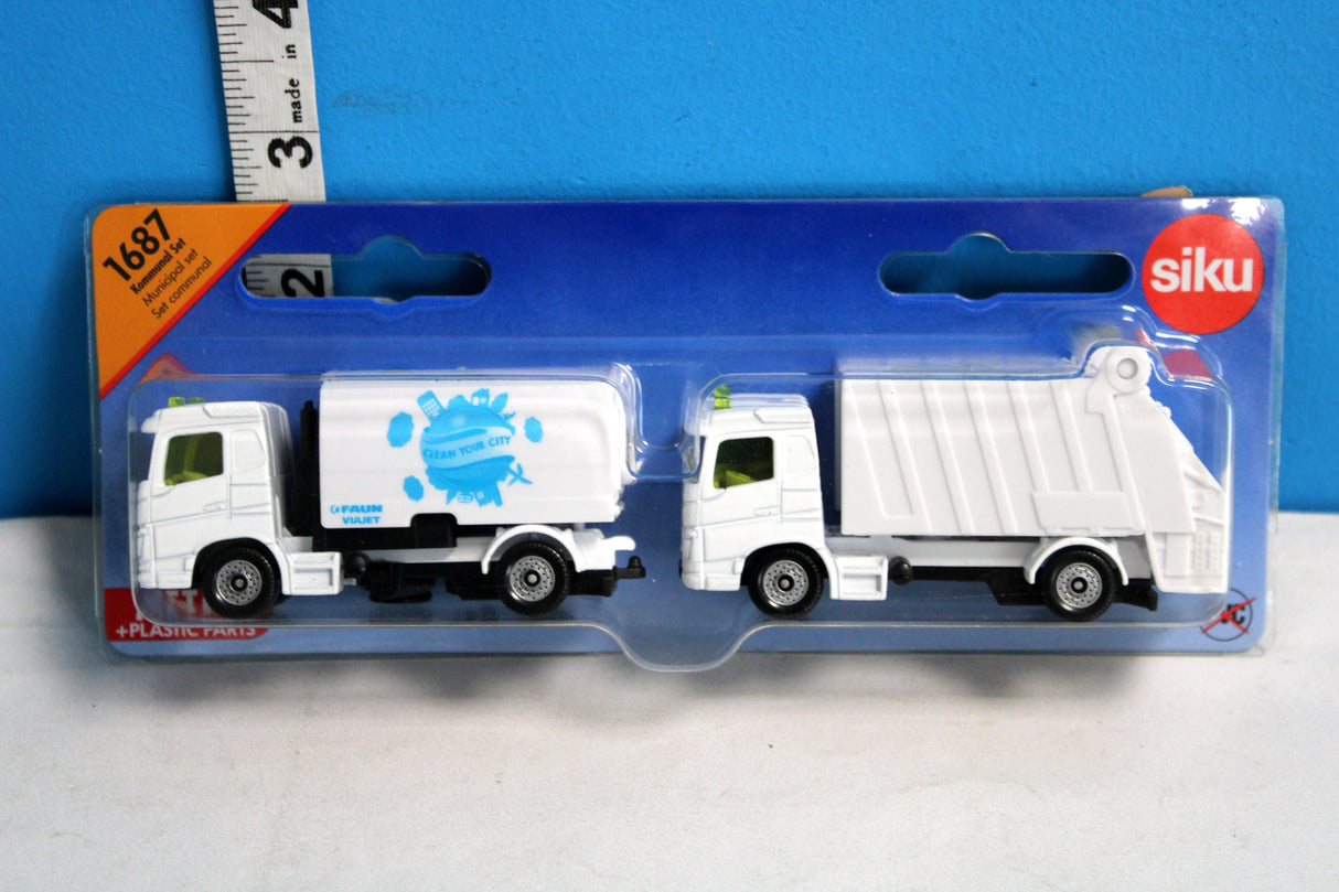 SIKU 1:87 Municipal Set - Road Sweeper and Garbage Truck