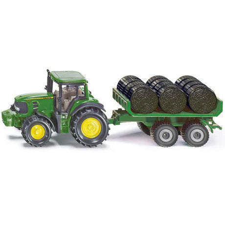 SIKU John Deere 7530 Tractor with Bale Trailer & 6 Bales - 1:72 Scale