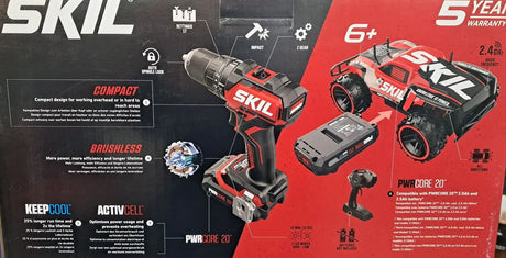 Skil CD1E3075RC Brushless Cordless Hammer Drill - Powerful 20V Max Tool with Digital Motor & Long-Lasting Battery - 5 Year Warranty + RC Car