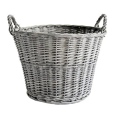 Slemcka Contemporary Grey Wicker Log basket 450mm