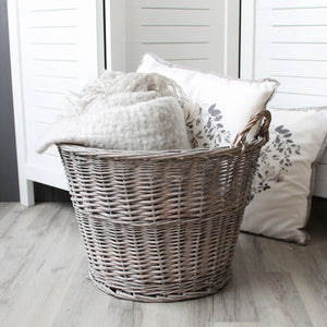 Slemcka Contemporary Grey Wicker Log basket 450mm