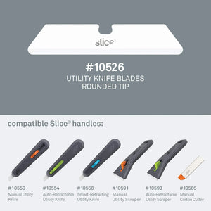 Slice 10526 Utility Knife Blades - Rounded Tip Ceramic Safety Blades (3-Pack)