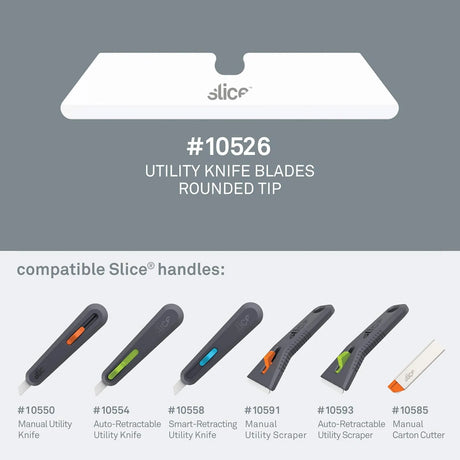 Slice 10526 Utility Knife Blades - Rounded Tip Ceramic Safety Blades (3-Pack)