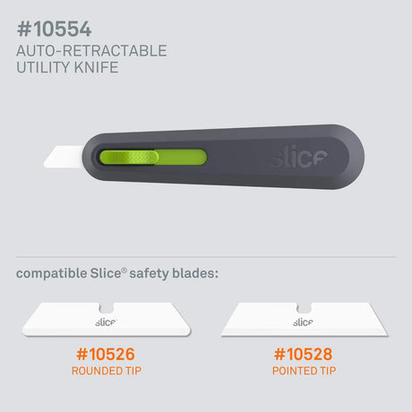 Slice 10554 Auto-Retract Utility Knife - Finger-Friendly Ceramic Safety Blade