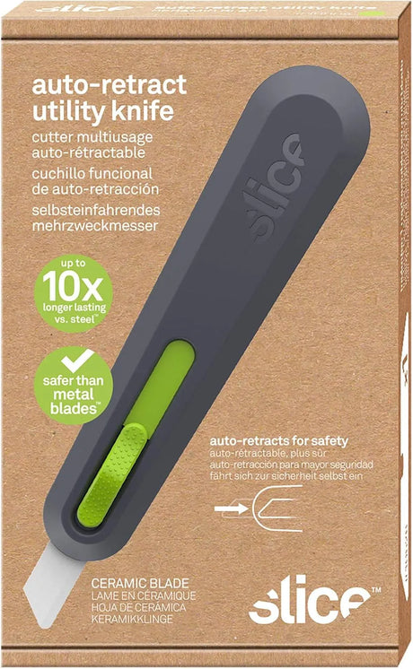 Slice 10554 Auto-Retract Utility Knife - Finger-Friendly Ceramic Safety Blade