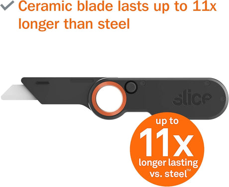 Slice 10562 Folding Utility Knife - Ceramic Safety Blade, Heavy-Duty Folding Design