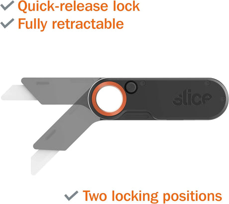 Slice 10562 Folding Utility Knife - Ceramic Safety Blade, Heavy-Duty Folding Design