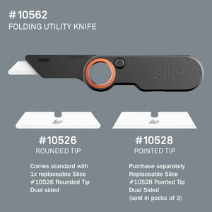 Slice 10562 Folding Utility Knife - Ceramic Safety Blade, Heavy-Duty Folding Design
