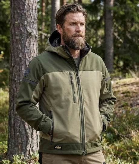 Snickers 1226 AllroundWork Hooded Softshell Stretch Jacket Khaki Green
