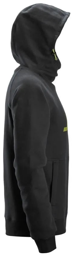 Snickers Logo Hoodie - Black, Comfortable High-Collar Hoodie with Mesh-Lined Pockets