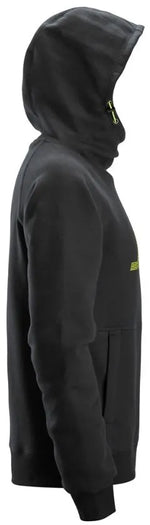 Snickers Logo Hoodie - Black, Comfortable High-Collar Hoodie with Mesh-Lined Pockets
