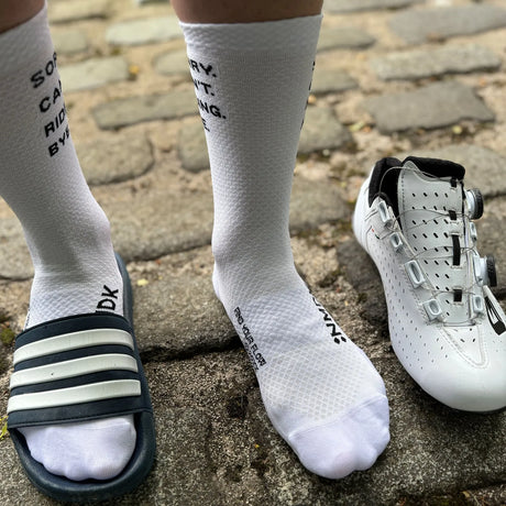 NMDK Sorry Can't Riding Bye Socks - White