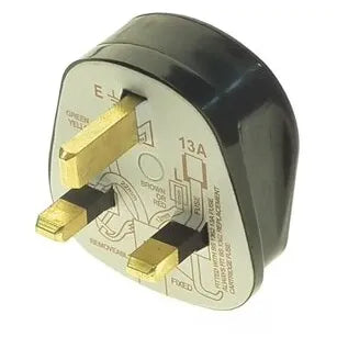 Powermaster 13 Amp 3 Pin Plug top (Rubberised) Black | 1398-24