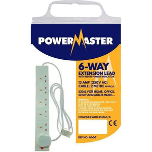 Powermaster 6 Gang 2m 13A Extension Lead - Multi-Socket Power Strip