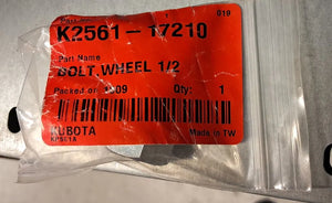 Kubota K2561-17210 Wheel Bolt (1/2") | OEM for Rear Wheels of BX1500D, BX1800D, BX2200D, and More