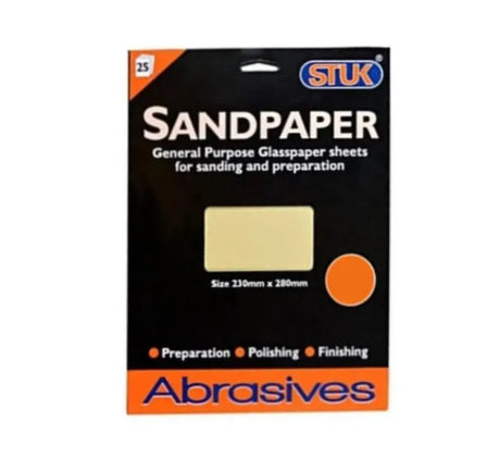 STUK 50 Grit Sandpaper (2.5 Coarse) - Heavy-Duty Abrasive Sheet for Wood, Metal & Paint Removal
