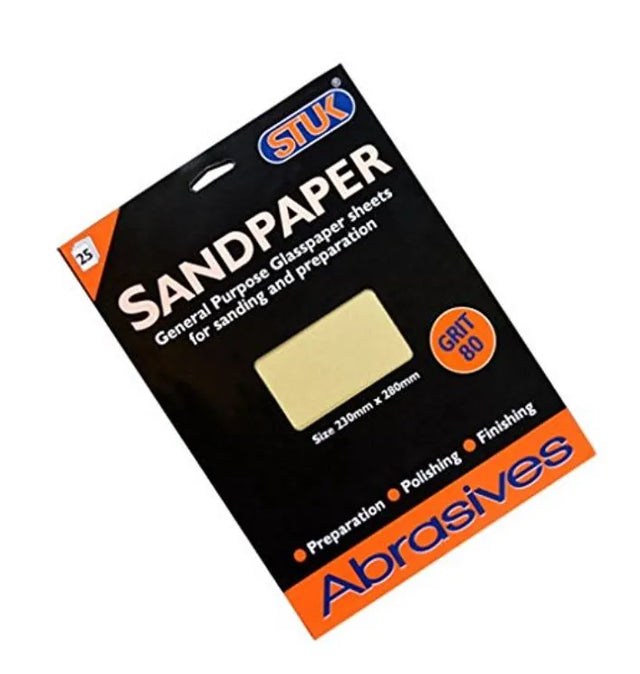 STUK 80 Grit Sandpaper - Medium Grade, 280x230mm | High-Quality Abrasive Paper