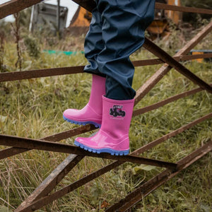 Swampmaster Junior Tractor Wellington Wellies Boot Pink/Lilac