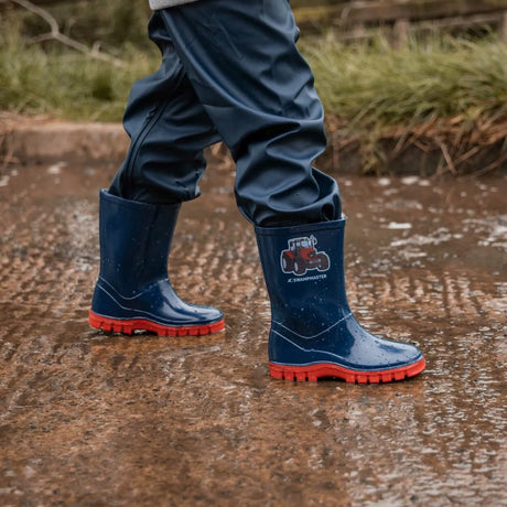 Swampmaster Junior Tractor Wellington Wellies Boot Navy/Red