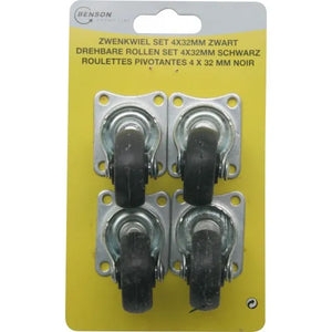 Swivel Castor Set 4x32mm Black