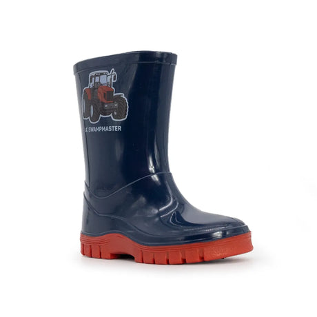 Swampmaster Junior Tractor Wellington Wellies Boot Navy/Red