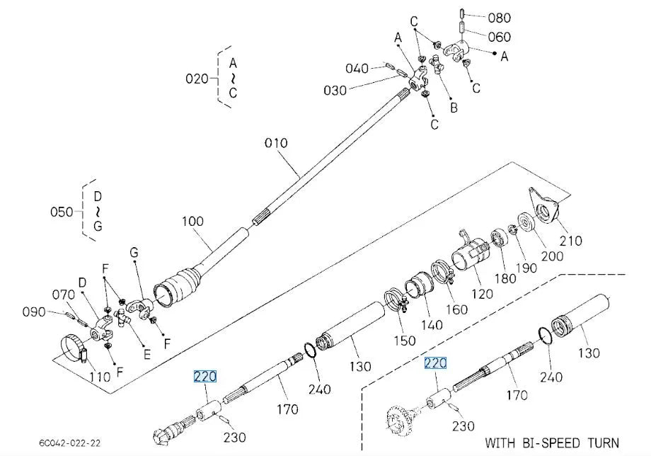T0070-14710 Kubota Coupling for Front Drive & Propeller Shafts