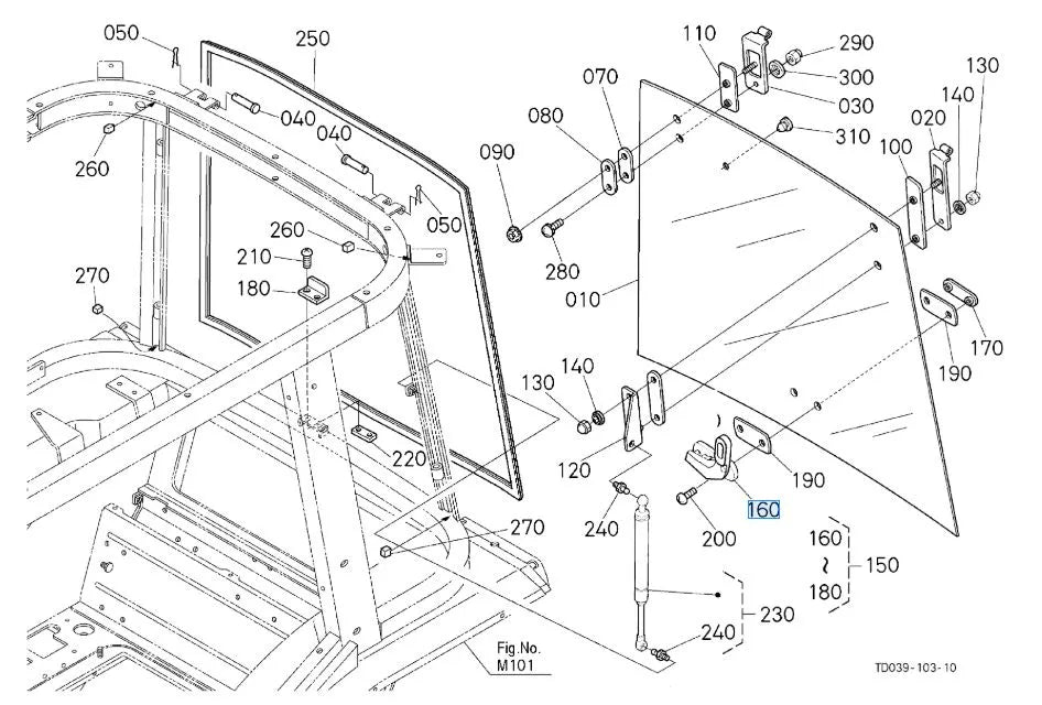 T0180-83510 Kubota Rear Window Handle for Cab Tractors
