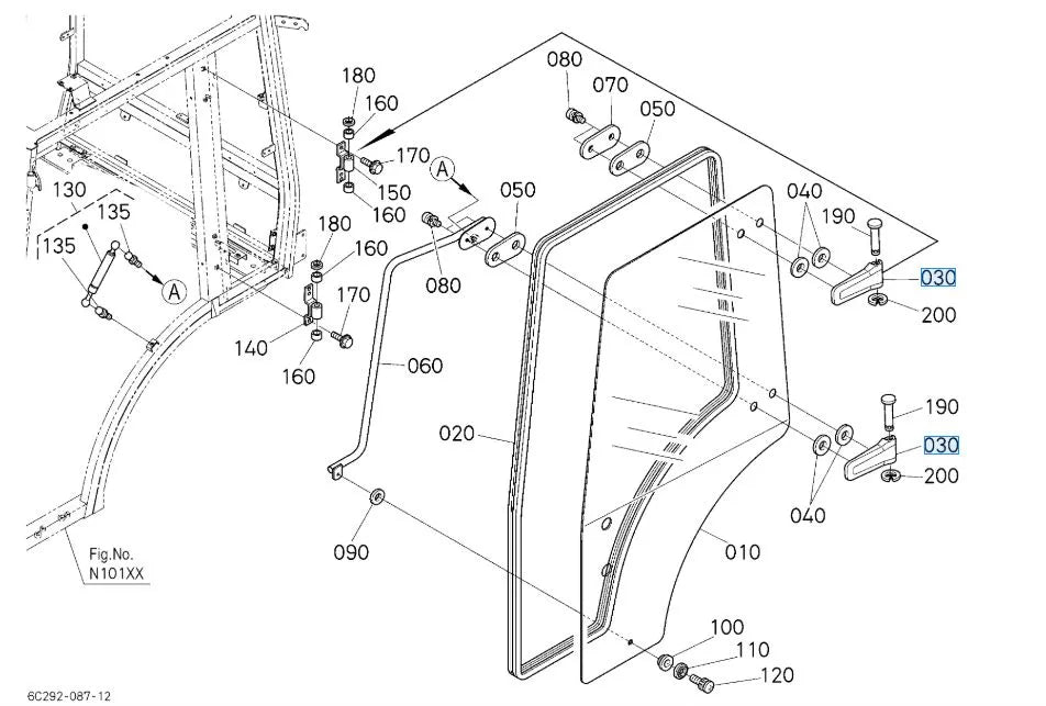 T1855-70820 Kubota Door Hinge (LH & RH) for Cab Tractors