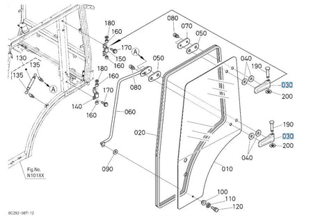T1855-70820 Kubota Door Hinge (LH & RH) for Cab Tractors
