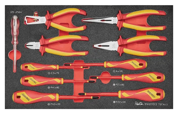 Teng TEFXV11-P 11pc Insulated Pliers & Screwdriver Set 1000V with Mecca Pro Service Case
