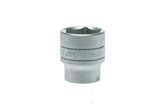 Teng Tools 1/2" Drive 28mm Standard Socket - 6-Point, Satin Finish