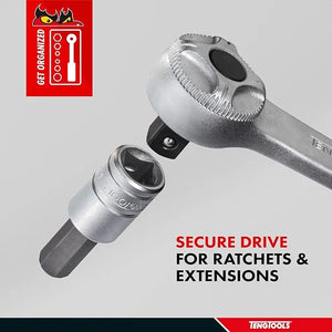 Teng Tools 1/2 in Drive Bit Socket, Hex Bit, 9mm 