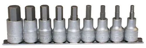 Teng Tools 1/2in Drive M1212 Hex Socket Clip Rail Set, 9 Piece