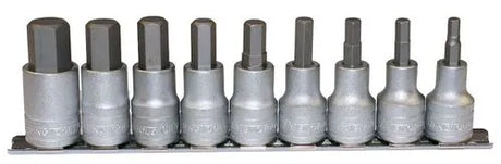 Teng Tools 1/2in Drive M1212 Hex Socket Clip Rail Set, 9 Piece