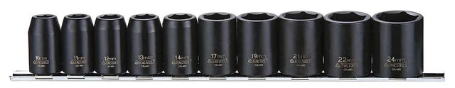 Teng Tools 9121 Impact Socket Clip Rail Set - 1/2" Drive, ANSI Standard, 10 Pieces