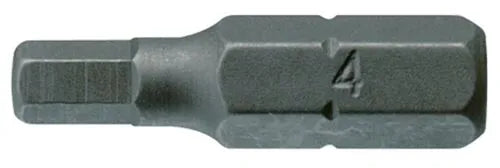 Teng Tools HEX2500403 4mm Hex Bits - 25mm Long, 1/4" Hex Drive (Pack of 3), S2 Steel