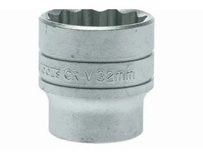 Teng Tools M120532-C 1/2" Drive Socket - 32mm, 12-Point Bi-Hex, Satin Finish