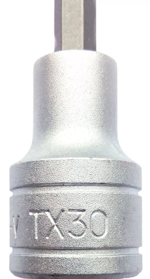 Teng Tools M122230T-C 1/2" Long TX Bit Socket - TX30, 100mm, Satin Finish